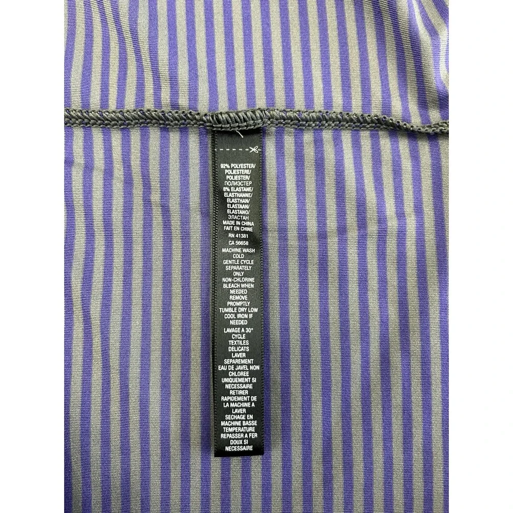 Ralph Lauren RLX Polo Men Medium Purple Striped 1/4 Button Performance Side Slit
